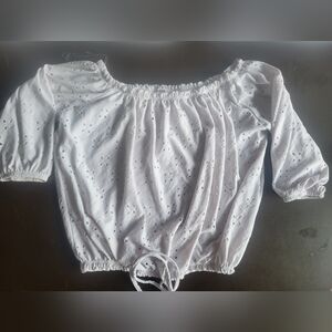 Ardene White Eyelet Ruffle Top